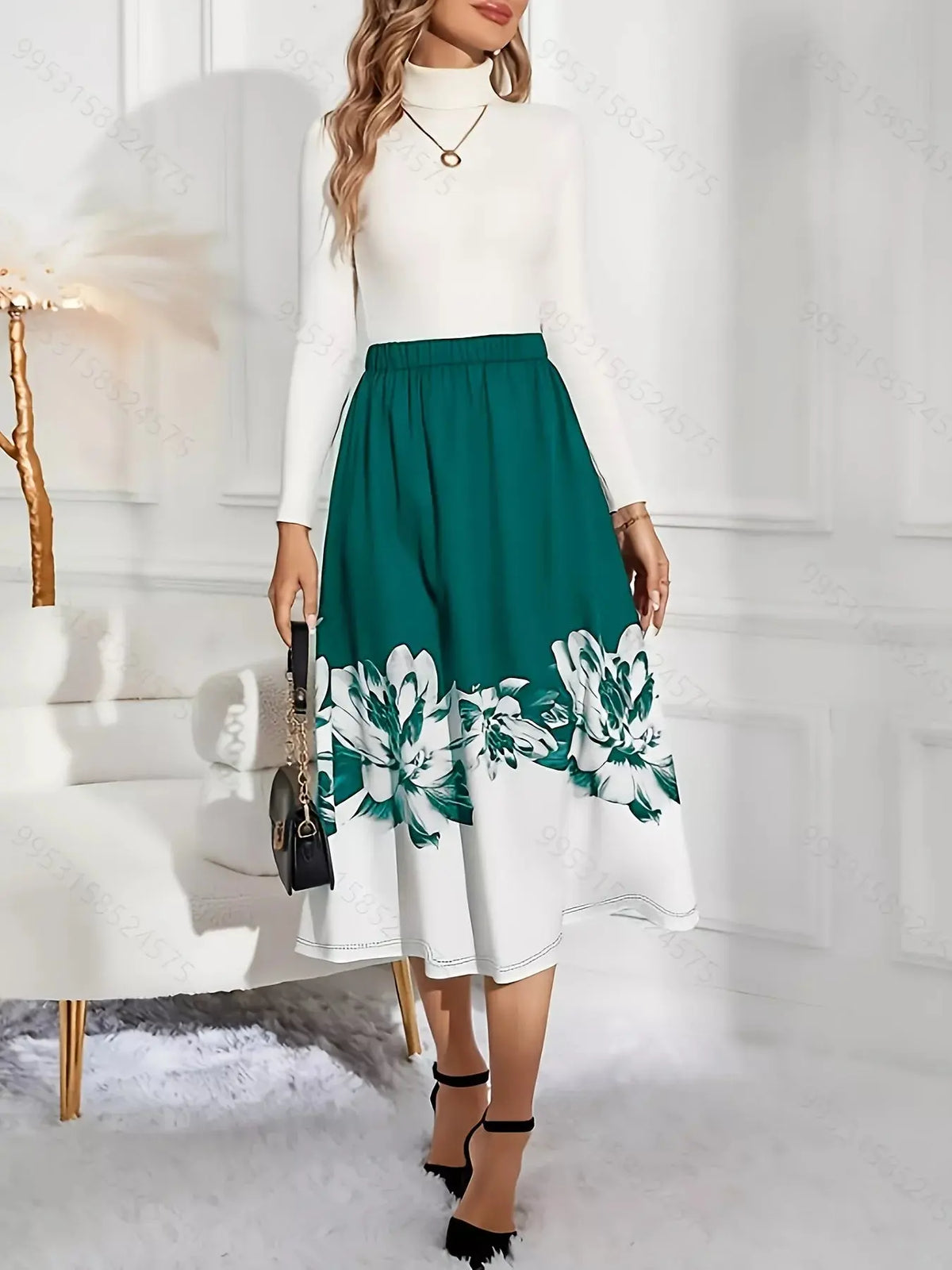 Floral Print A-Line Midi Skirt 6