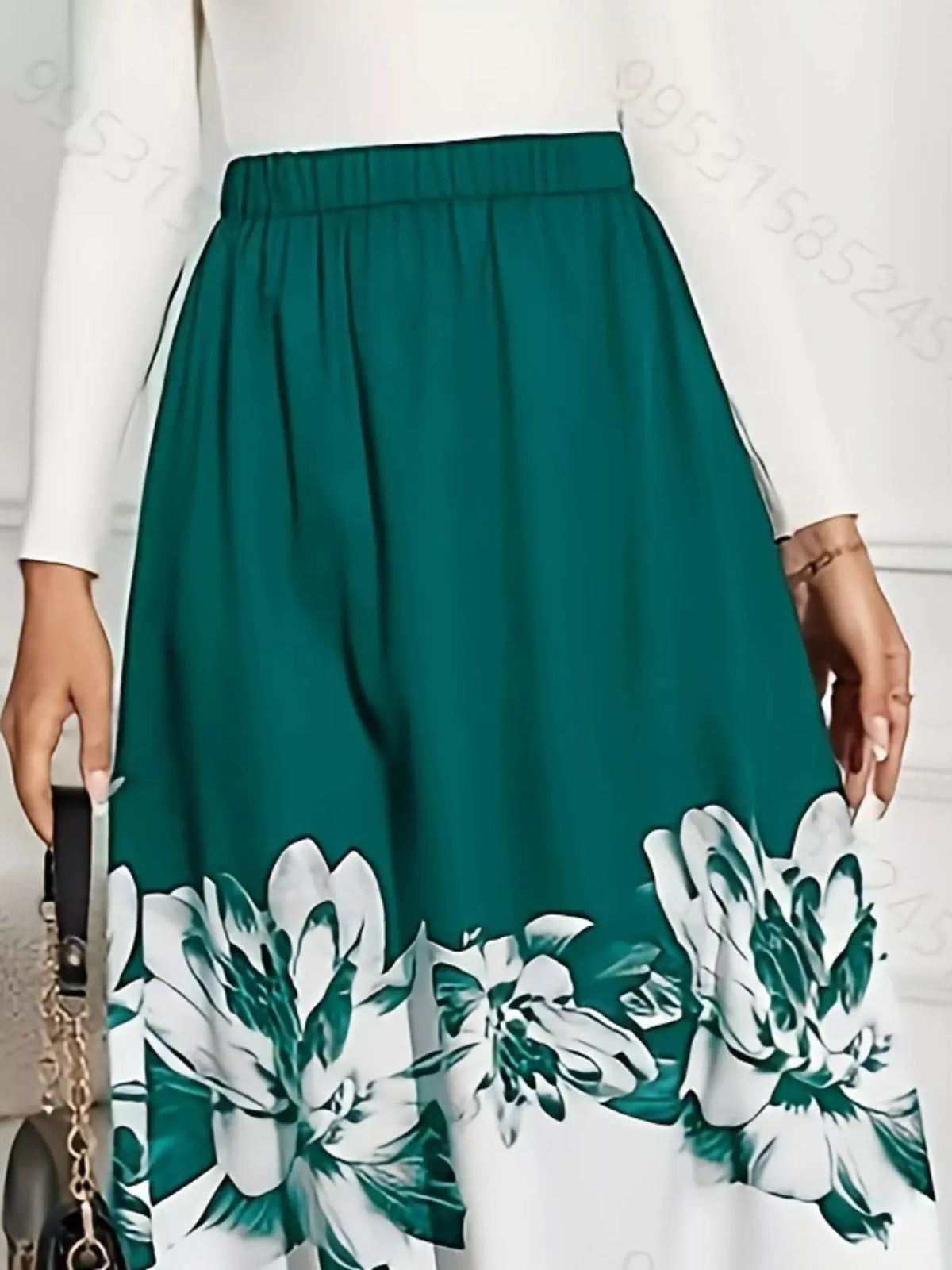 Floral Print A-Line Midi Skirt 8