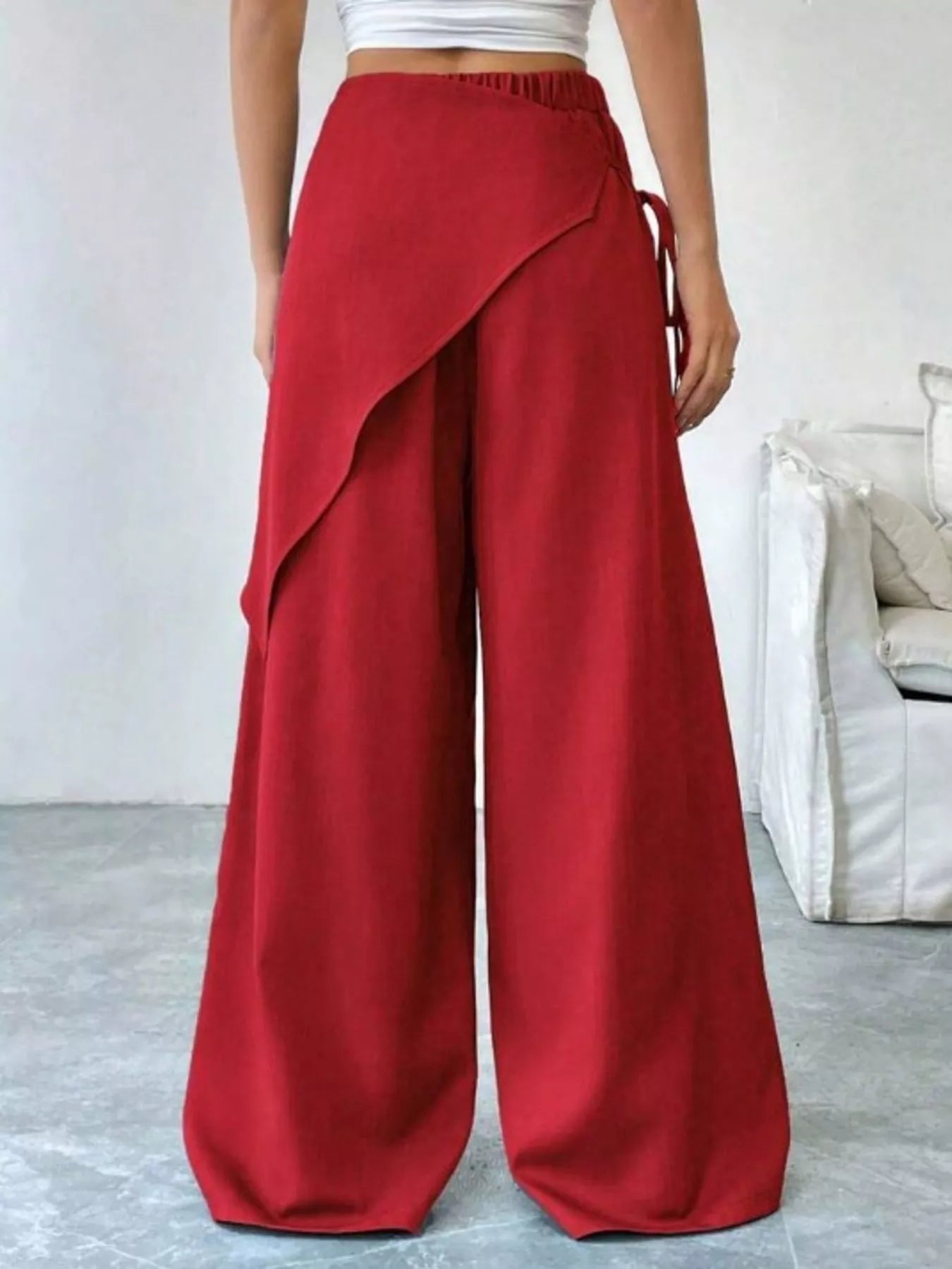 Wrap-Front Wide-Leg Pants For Women 1