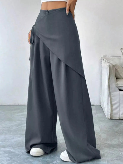 Wrap-Front Wide-Leg Pants For Women9