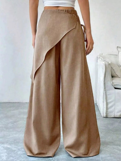 Wrap-Front Wide-Leg Pants For Women 12