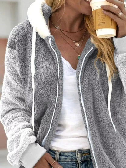 Full Size Fleece Zip-Up Hooded Outerwear Plus Size 7