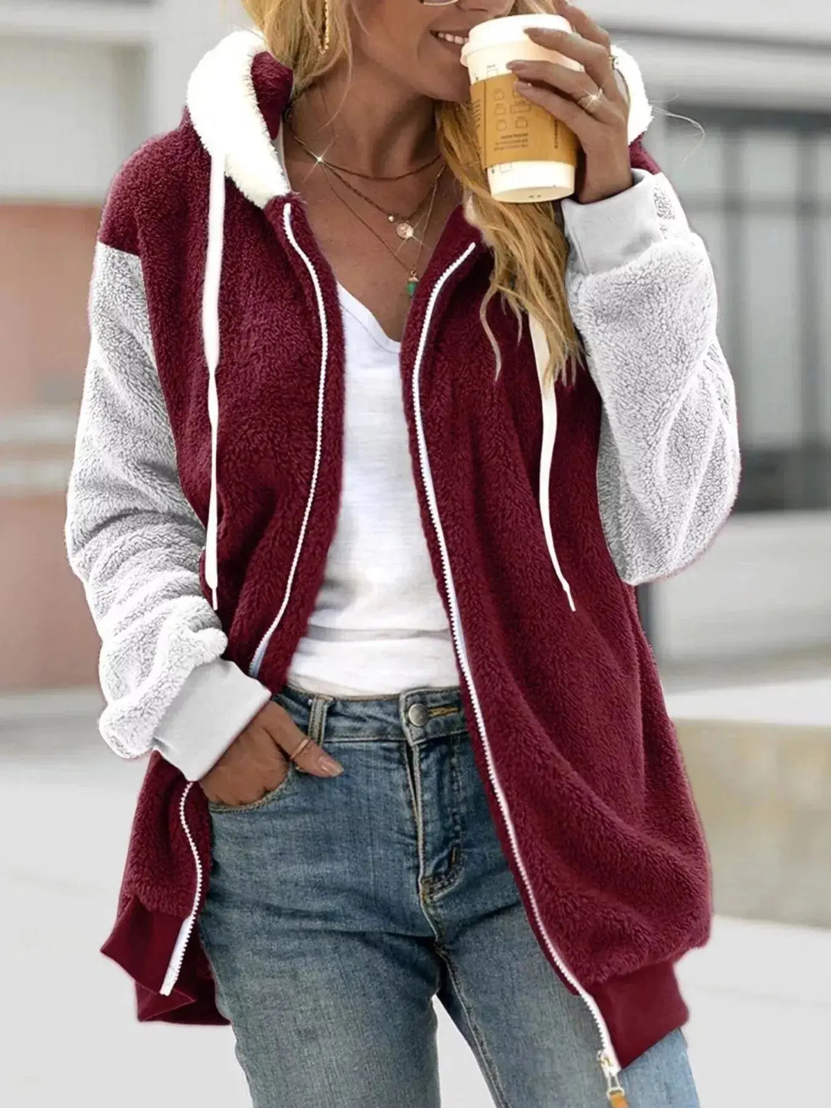 Full Size Fleece Zip-Up Hooded Outerwear Plus Size9