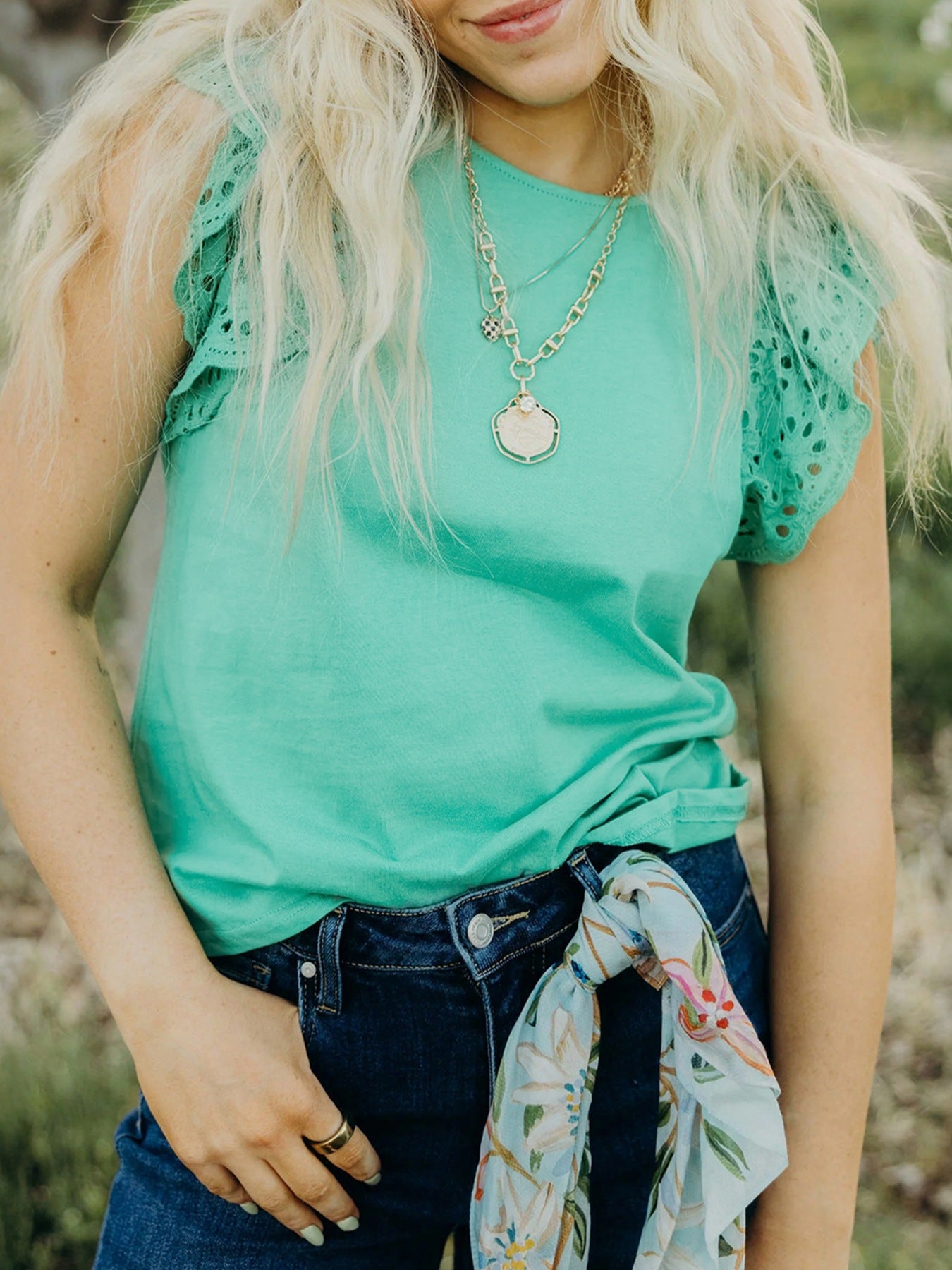  Ruffled Cap Sleeve Top 
