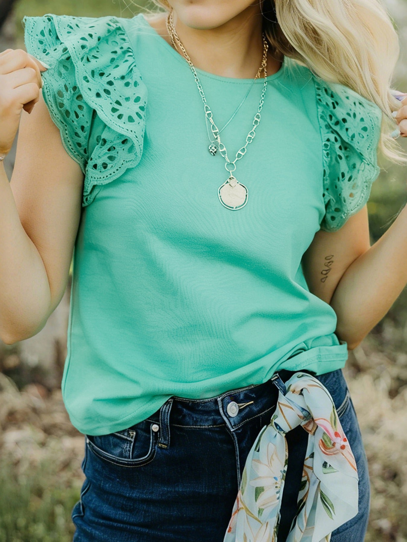 Ruffled Cap Sleeve Top 1