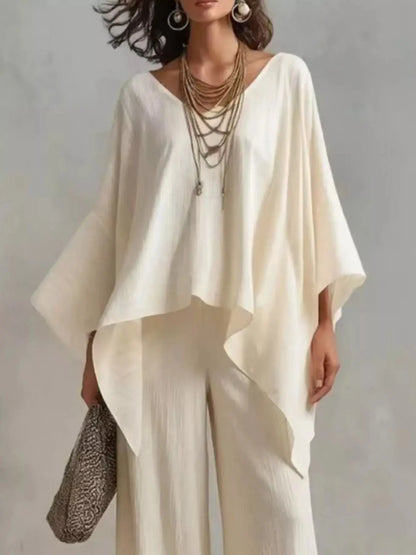 Full Size V-Neck Top and Pants 1