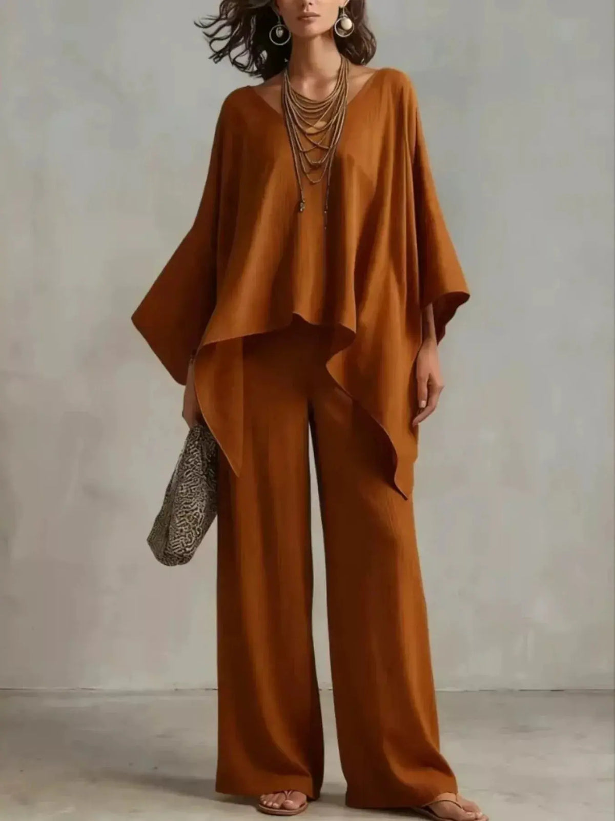 Full Size V-Neck Top and Pants 2