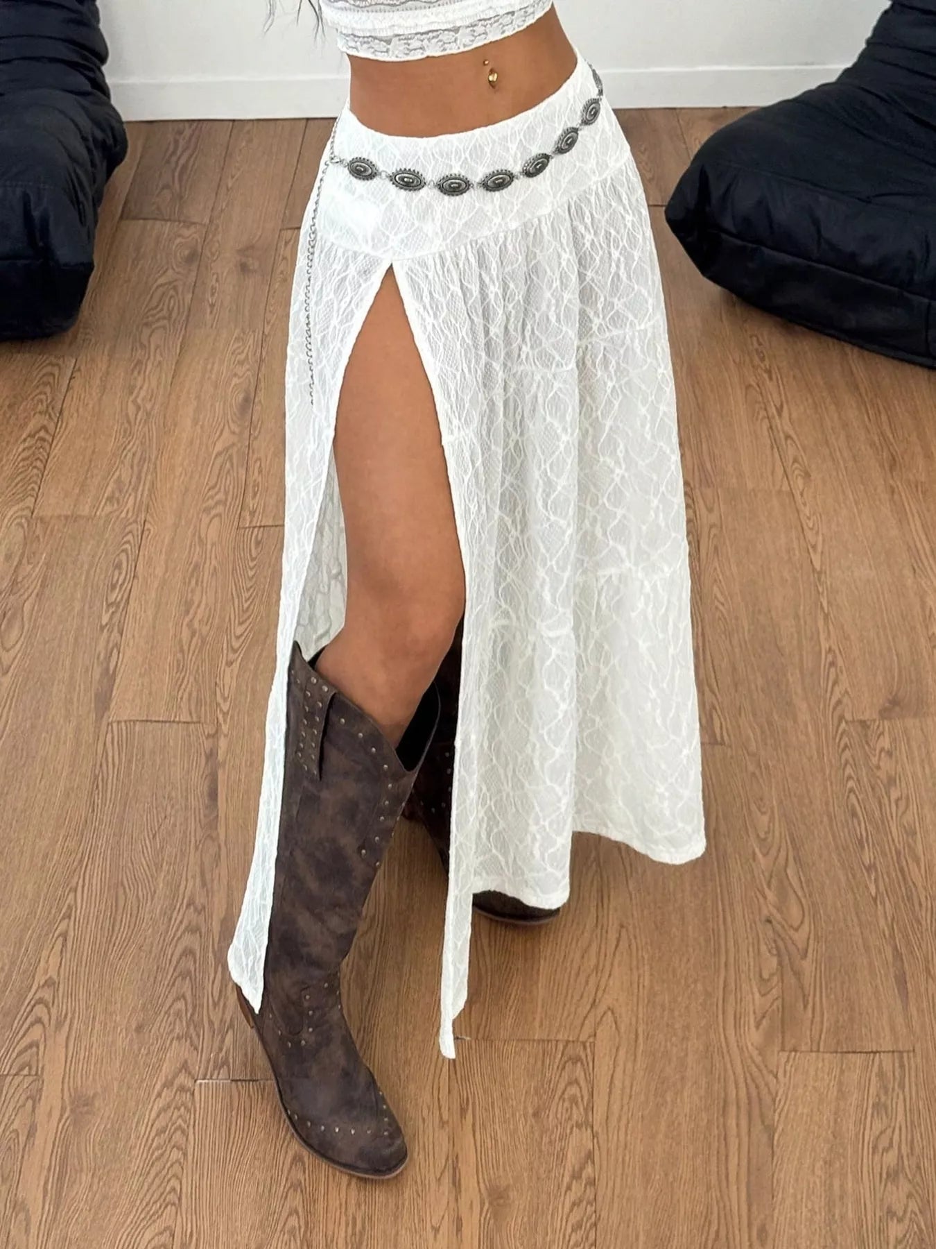 Lace Slit Maxi Skirt 2
