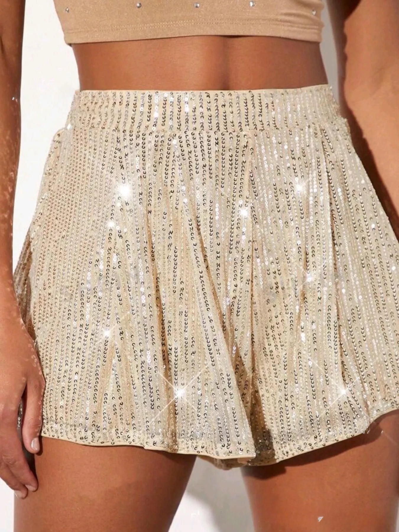 Sequin High Waist Shorts Trendy Glitter 7
