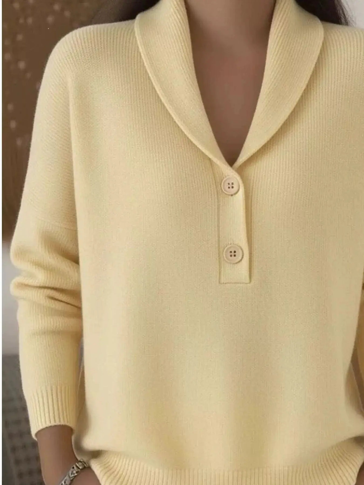 Full Size Button Detail Long Sleeve Sweater 1