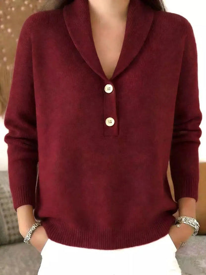 Full Size Button Detail Long Sleeve Sweater 2