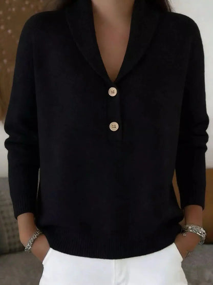 Full Size Button Detail Long Sleeve Sweater 4