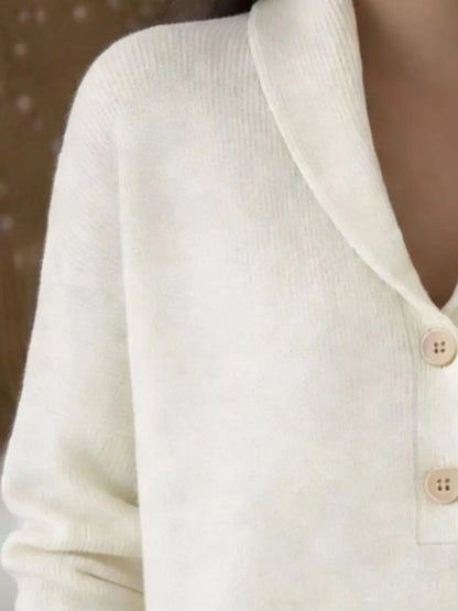 Full Size Button Detail Long Sleeve Sweater 8