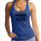Womens Fitness Tank Top Graphic T-shirt - Woman of Faith Black